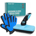 Maxpower Planet Pet Grooming Brush, Shedding Undercoat Rake, Dogs | Blue, Double-Sided Deshedding & Detangling, Rubber Non-Slip Handle, For Cats, Gloves Included