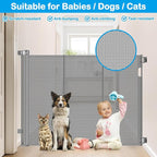 Reinforced 42" Tall X 80" Wide Retractable Baby Gate Extra Tall Cat Gate for Stairs No Sag Retractable Baby Gates for Doorways No Wrinkle Mesh Gates for Kids or Pets with Reinforced Strips, Gray