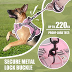 Service Dog Tactical Vest Harness and Leash Set Large Sized Dog Emotional Support- Tactical Dog Harness Training Collar with Name (Pink, XL)