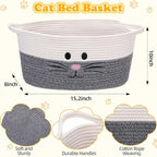 Leitee 15.2" X 10" X 8" 100 Pcs Cat Bed Storage Basket Gift Cat Variety Toys Set Cotton Rope Basket, Fish Mice Pet Bell Colorful Crinkle Balls Spring Toy for Kitten Swat Interactive (Basic,Grey,White)