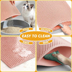 Pieviev Litter Mat, Double-Layer Waterproof Design, 30" x 24" Coral Red | Honeycomb Litter Trapping Mat Captures Scattered Particles to Stop Tracking, Waterproof Base Protects Floors, Easy to Clean