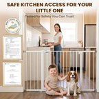 Mumeasy 36-58" Extra Wide Baby Gate for Stairs, 30" Tall Walk Through Dog Gate for Doorways & Hallways, Auto Close Pressure Mounted Safety Gate for Toddlers & Pets, Dual Swing Child Gate Indoor, White