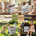 HOYTAMDA 25-35Lbs Rice Container,Collapsible Food Storage Container Wheels | Rice Storage Container with Transparent Airtight Lid,Handle,Small Bin&Scoop,Rice Dispenser for Flour Sugar Grain Dog Cat