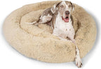 Best Friends by Sheri The Original Calming Donut Dog Bed – Washable Plush Pet Bed for XXL Breeds up to 210 lbs, Shag Faux Fur, Taupe, XXL (54" x 54")