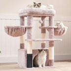Hey-brother Cat Tree Tower with Large Platform, Spacious Condo, MPJ060MU | 35.4 Inches, 2 Cozy Hammocks, Self-Grooming Brush, Sisal Scratching Posts for Big Indoor Adult, Maine Coon, Muchroom