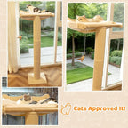 54" Tall Cat Scratching Post with Window Perch | White Fluffy Cushion, 3-Thickened Sisal Roman Columns, Drill-Free Suction Cup, Elevated Privacy Hammock, 60 LBS Capacity