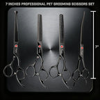 Fcysy 8-Piece Dog Grooming Scissors Set, 7 Inch Rounded Tip Pet Shears Kit | Straight, curved, thinning and chunker tools for trimming, contouring, blending and texturizing dog coats