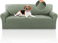 Jacquard Couch Covers for 3 Cushion Couch 1 Piece Stretch Sofa Covers Furniture Protector Anti-Slip Soft Thickened Dogs Slipcovers Washable Diamond Pattern(Sofa, Sea Grass)