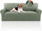 Jacquard Couch Covers for 3 Cushion Couch 1 Piece Stretch Sofa Covers Furniture Protector Anti-Slip Soft Thickened Dogs Slipcovers Washable Diamond Pattern(Sofa, Sea Grass)