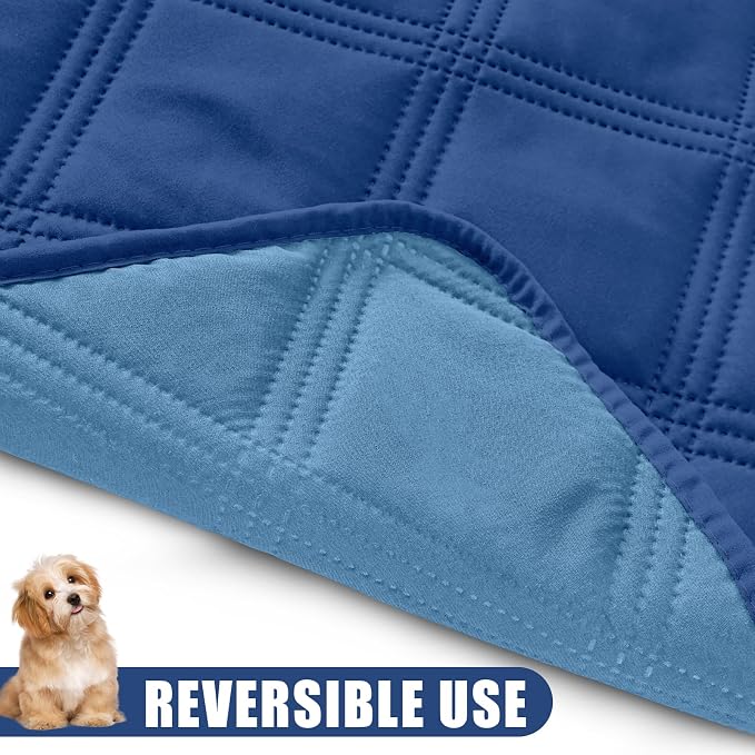Smiry Waterproof Dog Bed Cover, Reversible Pet Blanket for Sofa Couch | Soft Washable Dog Blanket, Leakproof Couch Cover for Dogs Cats & Furniture Protection, 40x50, Navy/Blue