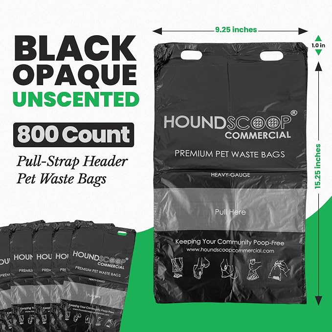 800 Ct XL Pull-Strap Header Dog Waste Bags for HOA Stations | XL Single Pull Header Dog Poop Bags, 8x100 Bag Packs, Leakproof Heavy-Duty Refills For HOAs, and Park Pet Waste Stations