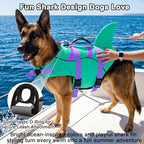 Fragralley Shark Dog Life Jacket, Easy to Put on Dog Life Vest for Swimming and Boating, Vibrant & Adjustable Dog Life Preservers for Small Medium Large Dogs, Suit to Swim, Fish, Beach, Surfing