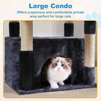 Hey-brother Cat Tree Tower with Large Platform, Spacious Condo, MPJ060G | 35.4 Inches, 2 Cozy Hammocks, Self-Grooming Brush, Sisal Scratching Posts for Big Indoor Adult, Maine Coon, Smoky Gray