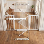 Mumeasy 36" Extra Tall Baby Gate for Stairs, 29.7-54.2" Wide Dog Gate for Doorways, Walk Thru Pet Safety Gate for Indoor, Pressure Mounted with Auto Close, Easy Install No Drill for Toddlers, White
