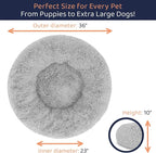 Donut Dog Bed - Premium Comfort for Anxiety Relief - Fluffy & Calming Design with Ultra-Plush Support | Cozy Round Dog Bed with Super Soft Circle Style (Grey, Large)