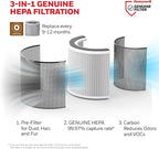 Honeywell Allergen Plus Compact HEPA Small Room Air Purifiers, Black | Honeywell air purifiers for home, Up to 530 ft², Quiet HEPA air purifiers for bedroom, 3-in-1 filter, HPA125B