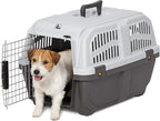 Skudo by MidWest 24-Inch Travel Carrier, Gray, Fits Pets up to 25 lbs | Hard-Sided Pet Carrier, Travel Crate with Handle, Ventilated Design, Locking Tabs, Easy Assembly