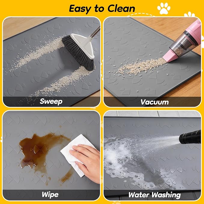 Extra Large Silicone Cat Litter Box Mat 40" x 28", Waterproof & Urineproof | Litter Trapping Mat, Soft on Kitty Paws & Easy to Clean for Floor, Non-Slip Litter Pad for Indoor Cats
