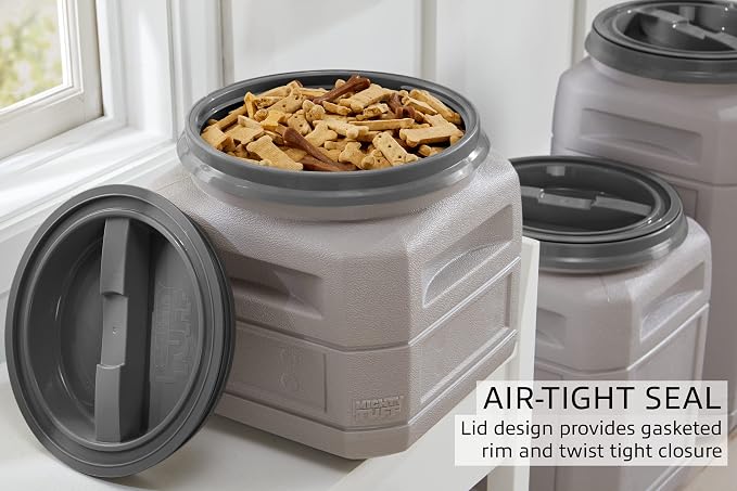 Mighty Tuff Airtight Dog Food Storage Container – 6 Gal, up to 24 lb Capacity – Cat and Dog Food Container with Twist Lid & Handles – BPA-Free, Made in USA