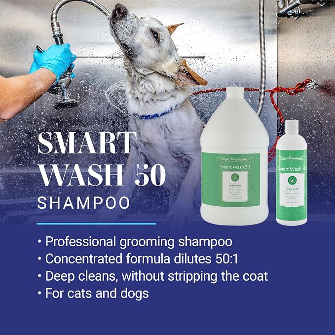 Chris Christensen SmartWash50 Jungle Apple Ultra Concentrated Dog Shampoo, Makes up to 50 Bottles, Groom Like a Professional, Concentrated, Suitable for All Coats, Made in USA, 16oz