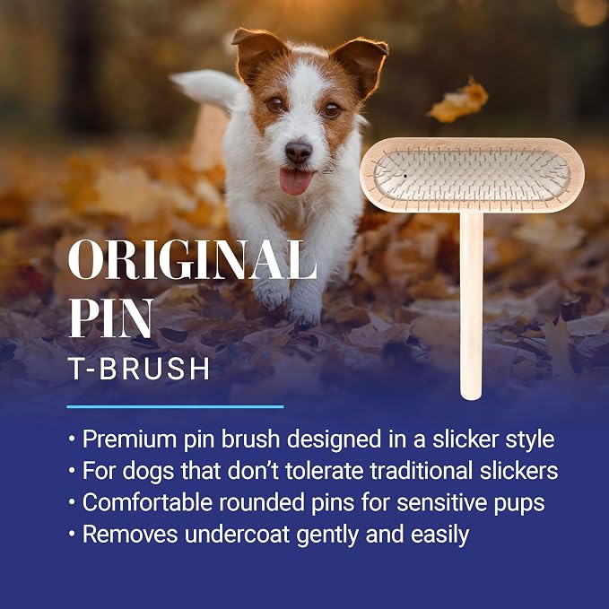 Chris Christensen Dog Brush, 16 mm,T-Brushes, Groom Like a Professional, Stainless Steel Pins, Lightweight Beech Wood Body, Ground and Polished Tips, Fight Fatigue and Stress Injuries