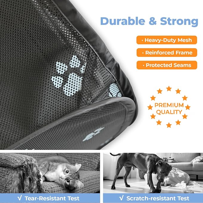 2-in-1 Cat Playpen, Pop Up Dog Pet Playpen for Indoor Outdoor Cats Enclosed, Portable Pet Playpen, Kitten Puppy Foldable Play Pen Cat Dog Tent Crate Cage Kennel(No Divider, Unified Space)