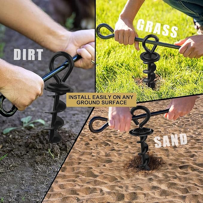 Eurmax USA Heavy Duty Dog Tie Out Stake, No-Tangle In Ground Anchor Runner for Large Dogs up to 210 Lbs - Perfect for Yard, Beach and Camping (Large,Navy Blue)