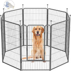 Dog Playpen,32/40/45 Inch Height in Heavy Duty, Folding Indoor Outdoor Anti-Rust Dog Exercise Fence, Portable Pet Playpen with Door for Large Medium Small Dogs and Pet (8 Panels, 45 Inch) Silver