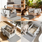 Stainless Steel Litter Box, Extra Large Metal Cat Litter Box for Big Cats | High Sided, Never Absorbs Odors, Anti-Urine Leakage, Non-Sticky, Easy Cleaning, Include Litter Mat & Scoop
