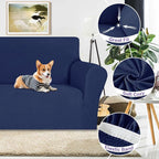 ZNSAYOTX Oversized Super Stretch Couch Cover (92"-115"), New Striped Sofa Covers Comfortable & Durable, Dog Cat Pets Friendly Extra Large Spandex Sofa Slipcovers (Navy Blue, XL Sofa)