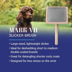 Chris Christensen Mark VII Curved Back Slicker Brush for Dogs, 12mm Pins, Groom Like a Pro, Handcrafted Lightweight Beechwood Ergonomic Handle, Stainless Steel Pins, A5VII, Large. Made in Germany.