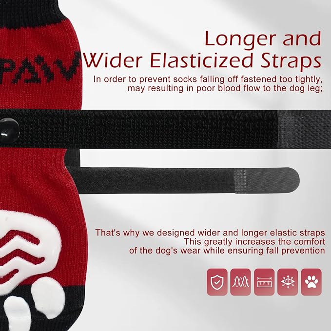 EXPAWLORER 6PCS Anti-Slip Dog Socks to Prevent Licking Paws,Dog Shoes for Hot Pavement,Best Paw Protector Traction Control on Hardwood Floor,Dog Booties for Puppy Small Medium Large Senior Dogs