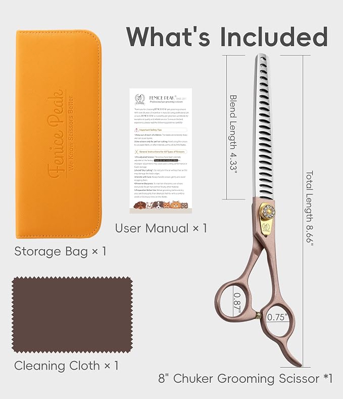 Thinning Shears for Dogs and Cats Rose Gold Pet Grooming Scissors Chunkers Shears 440C Stainless Steel Professional Dog Trimming Scissors 8''