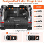 IJVAE SUV Cargo Liner for Dogs, Waterproof Dog Trunk Cover with Bumper Flap Protector, Pet Cargo Mat for SUVs Sedans Vans, Non-Slip Scratchproof Dog Seat Cover，Large Size Universal Fit, Black
