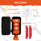 Pexter Dog Poop Bag Dispenser - Outdoor or Indoor Pet Waste Bag Dispenser Station - Stick-On or Screw-On Wall Mount - Poop Bags Storage Outdoor Container - Includes 4 Doggie Bag Rolls (Black)