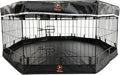 PJYuCien Puppy Playpen with Top Cover & Bottom Pad, 8 Panels 24" H, Black | 24"W, Small Pet Safe Sanctuary, Foldable Octagonal Pen, Versatile, Indoor & Outdoor, Backyard Pasture, Protects Floors