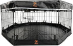 PJYuCien Puppy Playpen with Top Cover & Bottom Pad, 8 Panels 24" H, Black | 24"W, Small Pet Safe Sanctuary, Foldable Octagonal Pen, Versatile, Indoor & Outdoor, Backyard Pasture, Protects Floors