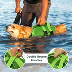 Kuoser Dog Life Jacket, High Flotation Reflective Dog Life Vest, Green, S | Adjustable Dog Lifejackets for Small Medium Large Dogs, Lifevest with Rescue Handle for Swimming, Boating, Lake, Beach & Pool