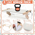 Pinkunn 2 Set Cat Perch for Window Sill Cat Window Hammock Seat for Kittens and Pets Easy to Adjust & Assemble Pet Bed for Windowsill, Bedside, Drawer and Cabinet(Gray)