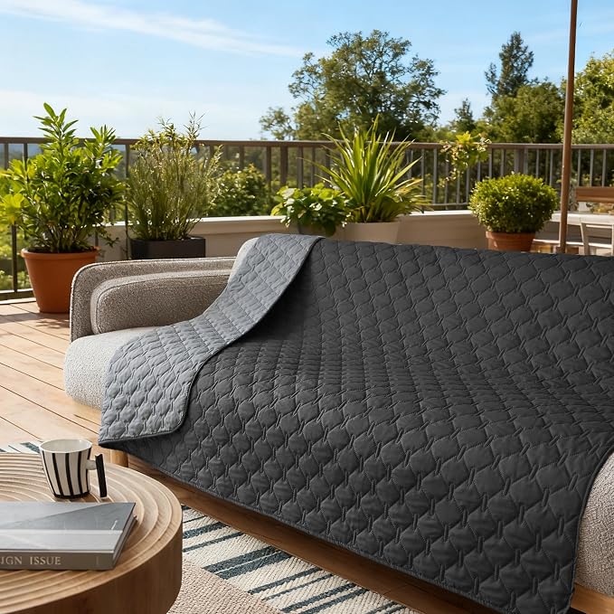 gogobunny 100% Double Sided Waterproof Dog Blanket Soft Pet Bed Cover Reversible Protect Furniture Couch Sofa Car for Puppy Large Dog Cat (Dark Charcoal/Light Charcoal, 82x120 Inch (Pack of 1))