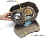 Neater Feeder Deluxe Mess-Proof Elevated Cat Bowls, 2 Height Adjustable (6” & 7.5”) No-Spill Raised Cat Bowl Stand, Whisker Friendly Stainless Steel Dishes for Indoor Cats, Made in USA, Bronze