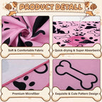 20 Pcs Dog Towels for Drying, 20"x40" Quick Drying Microfiber Pet Bath Towel, Dog Grooming Absorbent Towel with Cute Pattern, Soft Bathrobe for Large Medium Small Puppy Cat