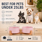 Petygooing Ceramic Cat Dog Bowl Set with Stand,Pink Pet Food and Water Dish,Small Dog Bowls Anti Slip Set of 2 Cat Bowls Pet Food Dishes Pet Bowl Small Size Pet (13.5OZ/5.1 in)