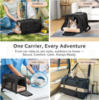 PETSFIT Large Cat Carrier with Patented Safety Buckles,Big Cats Up to 20 lb | Secure Carrier for Safe Driving, Lockable Zippers, Safety Tether, Travel Pet Carrier for Trips & Vet Visits,19 x 12 x 12