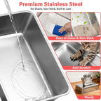 2PACK Stainless Steel Cat Litter Box, Extra Large Litter Boxes for Big Cats | High Sided, Anti-Urine Leakage, Odor Free, Non-Sticky, Easy Cleaning, Include Mat & Scoop