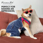 Parisian Pet Dog Overalls - Blue Denim Dog Clothes - Breathable Sling Puppy Jumpsuit - Durable and Trendy Overalls for Dogs - Comfortable Jeans Dog Clothes for Medium Dogs - Classy Pet Apparel