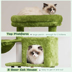 Gitelsnour Cat Tree, 43.3'' Cat Tower with Hammock for Kittens GCT004SGR | Cat Condo House for Small Indoor Cats, Basket, Scratching Post, Large Platform, Sturdy Steel Tube, Sisal Rope, Green