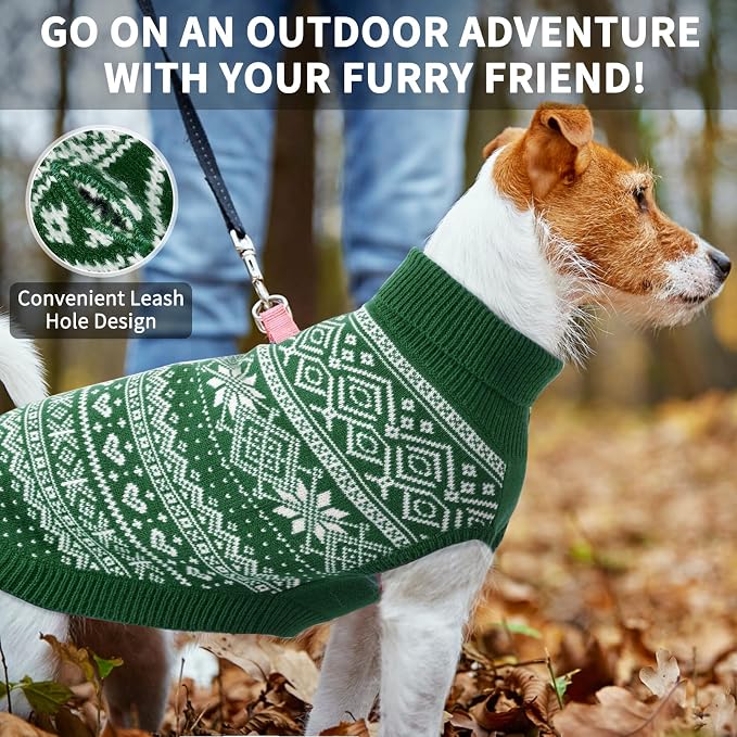 HOMIMP Dog Sweater Argyle - Warm Sweater Winter Clothes Puppy Soft Coat, Ugly Dog Sweater for Small Medium and Large Dogs, Pet Clothing Boy Girl, Green XS