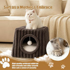 Dogpals Indoor Cat House - Large Cat Cave Bed with Fluffy Balls, Foldable Cat Bed Cave and Apartment with Pads, Suitable for Multiple Small and Large Cats, 18.5x15.4x15.4inches (Coffee, XL)