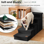 Love's cabin Dog Stairs for High Bed, Foldable Pet Stairs for Small Medium or Large Dogs Puppy with Storage for Bed or Couch, Cat Dog Steps Ramp with Zip up to 200 lbs, Black, 5 Steps